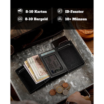Herren Geldbörse Slim Wallet mit XL Münzfach und RFID Schutz