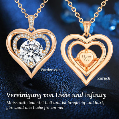 Silber Herz Halskette Damen Moissanite 3 Karat Rosé Vergoldet