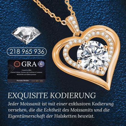 Silber Herz Halskette Damen Moissanite 3 Karat Rosé Vergoldet