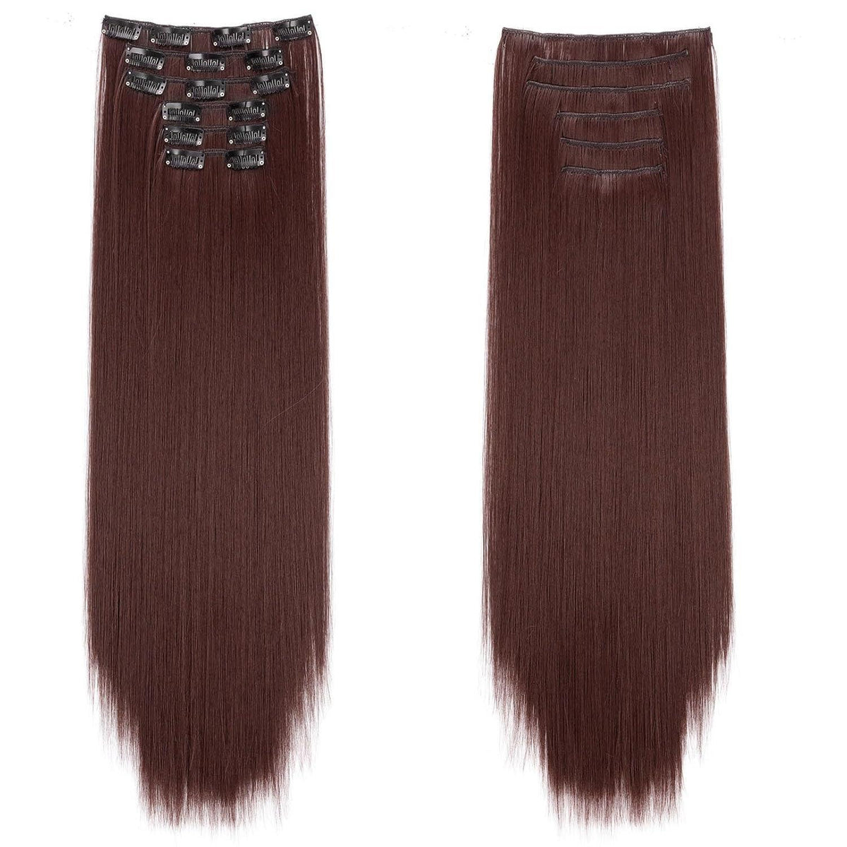 Haarverlängerung Clip-in Glatt Rotbraun 65cm