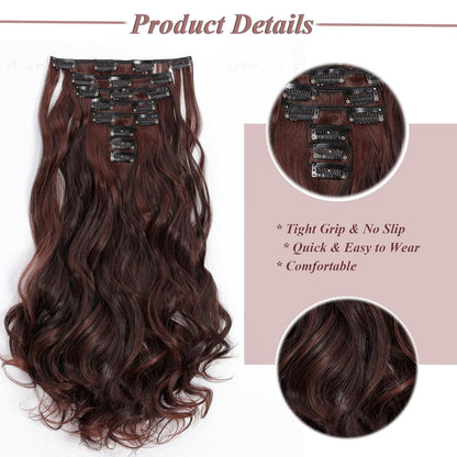 Welliges Haarverdichtung Clip-In – Dunkelbraun & Kastanienbraun