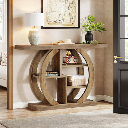 Konsolentisch 108 cm mit Regalen – Holzoptik Eiche Braun