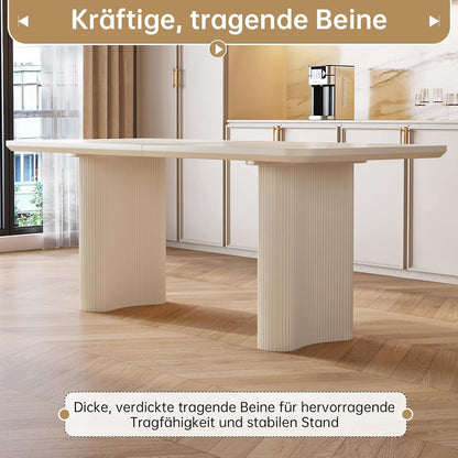 Weißer Esstisch Set mit 6 gepolsterten Stühlen – Modernes Design