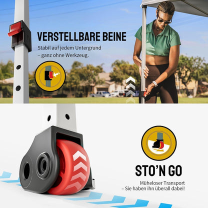 3x3m Faltpavillon wasserdicht mit Seitenwänden & UV-Schutz