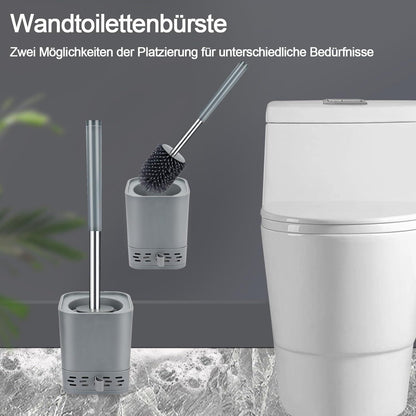 Silikon Klobürste 2er-Set mit Halter, Wandmontage & Stehen, Grau