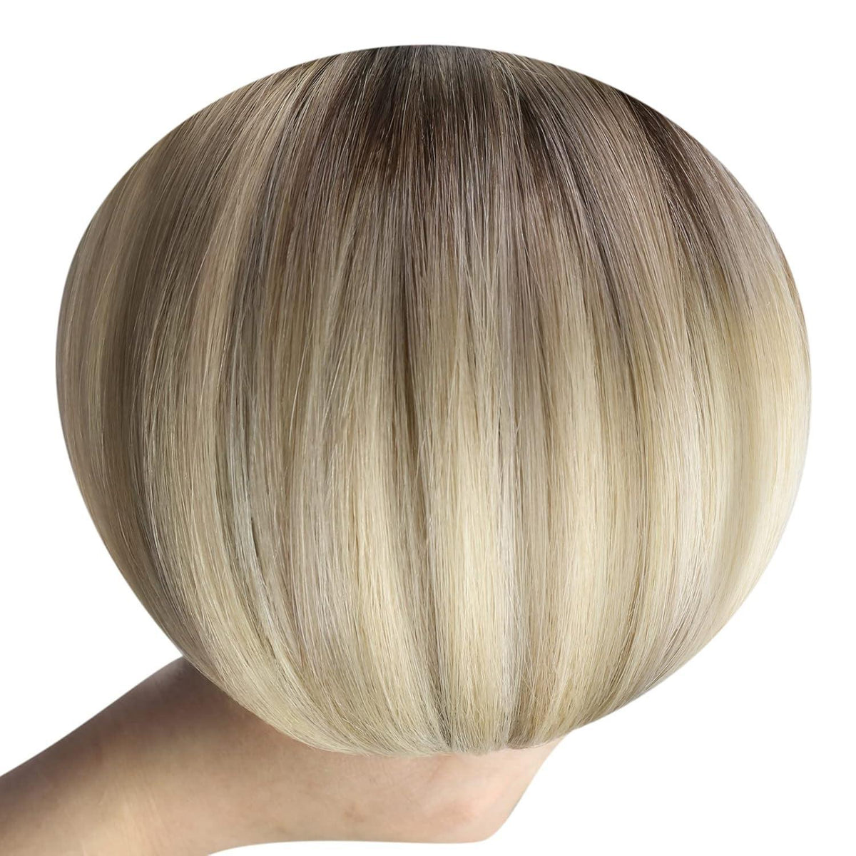 Clip-in Echthaar Extensions Balayage Dunkelbraun Blond 45cm