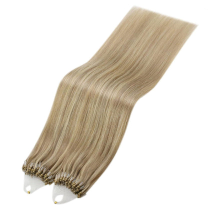 Blond Microring Haarextensions – Echthaar 60cm Golden Blond Highlights