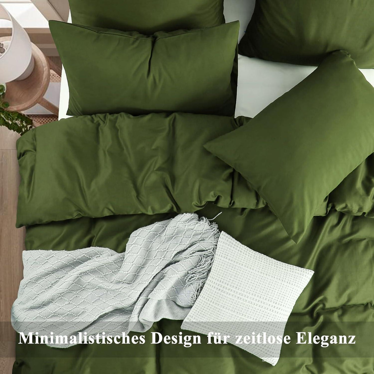 Bettwäsche-Set Baumwolle 140x200 Olivegrün mit Kissenbezug 80x80