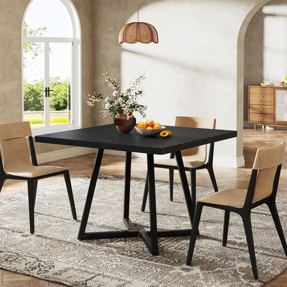 Kleiner Esstisch 80x80 cm Holz Metall Schwarz – Küchentisch für 2-4 Personen