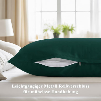 Seitenschläferkissen Bezug 40x145 Baumwolle 2er Set Dunkelgrün