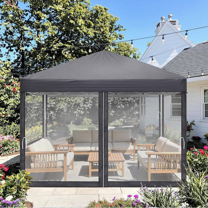 Faltpavillon 3x3 mit Moskitonetz & UV-Schutz – Anthrazit