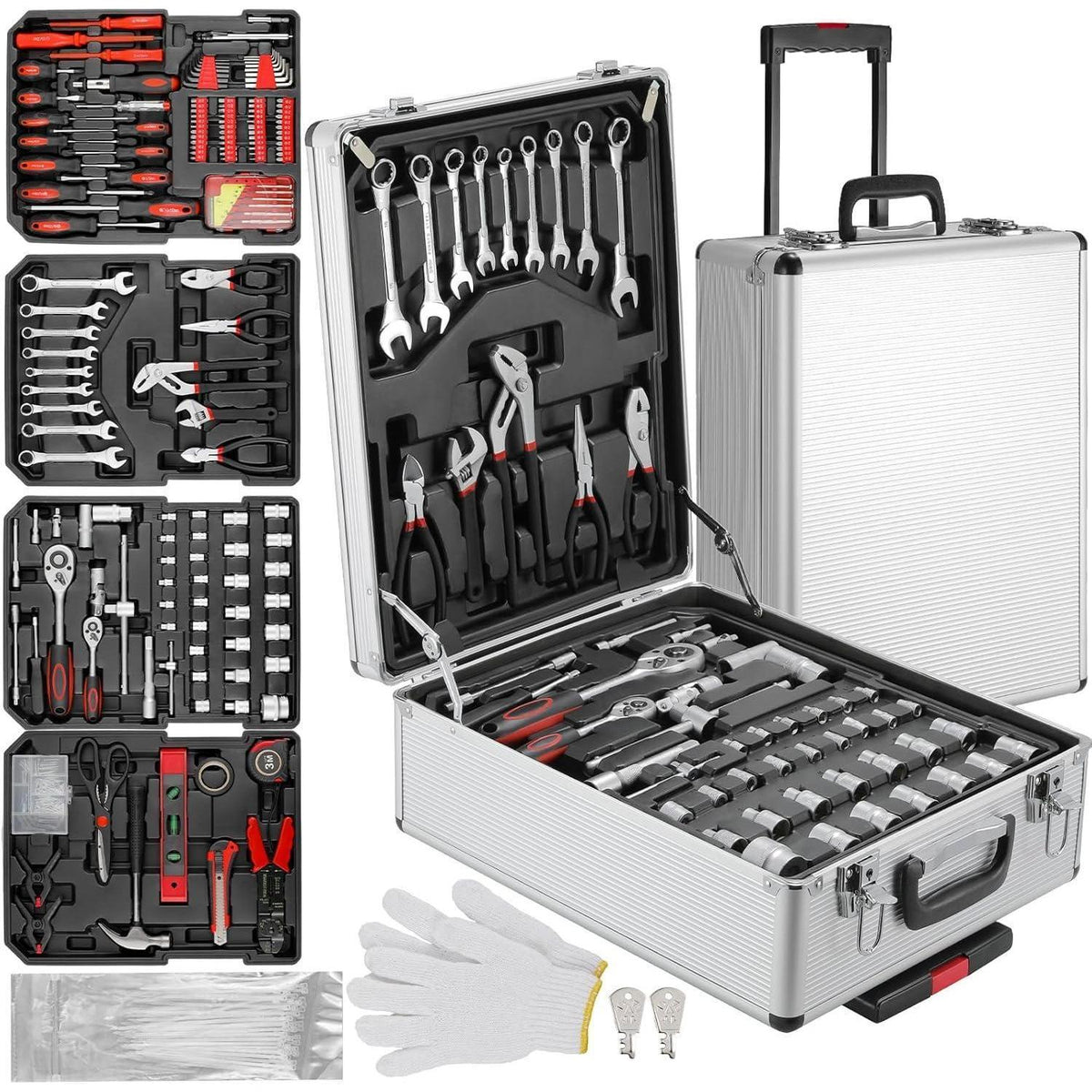 Werkzeugkoffer 799-teilig mit Aluminium-Trolley und Zubehör