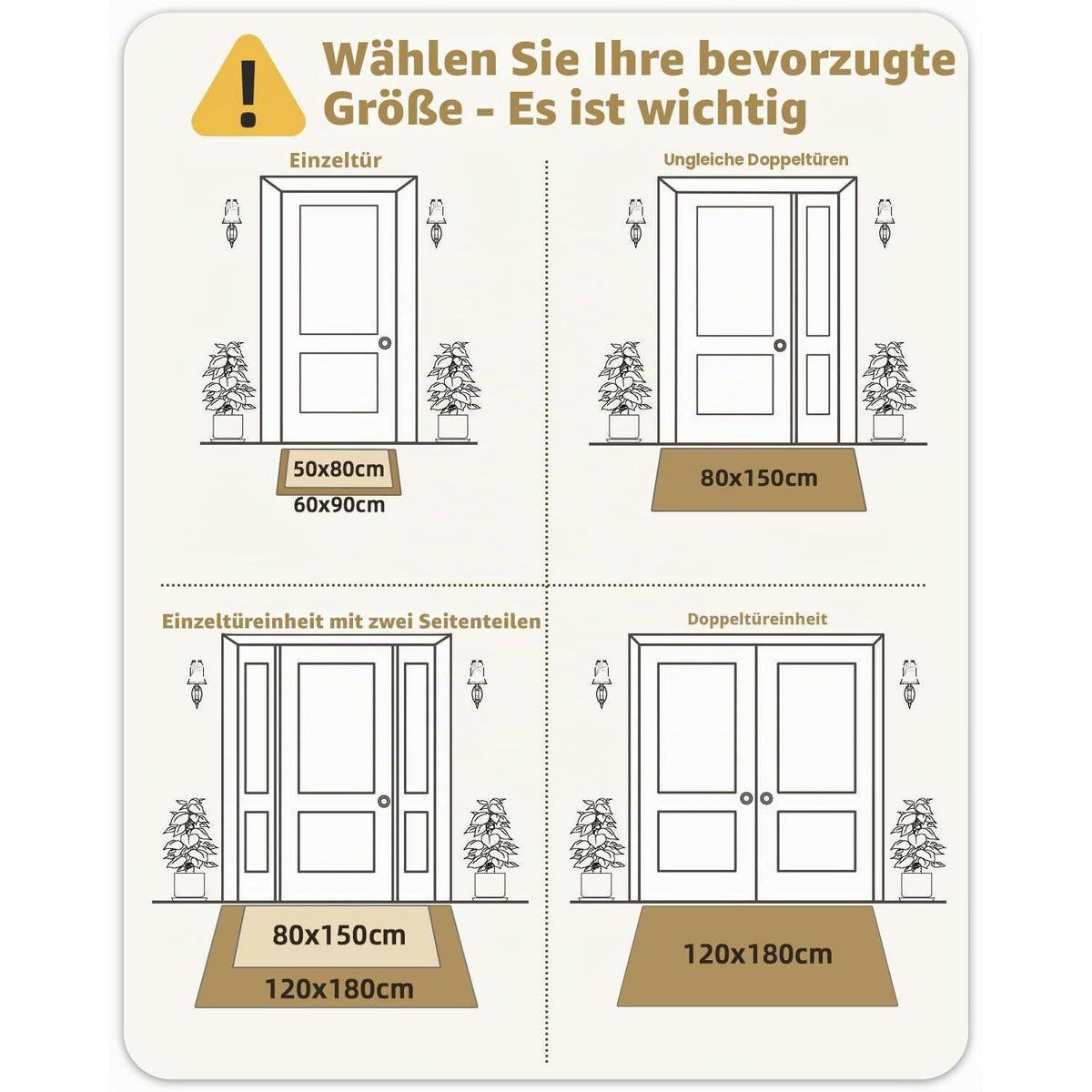 Fußmatte Beige 120x180cm - Waschbar & Faltbar für Innen & Außen