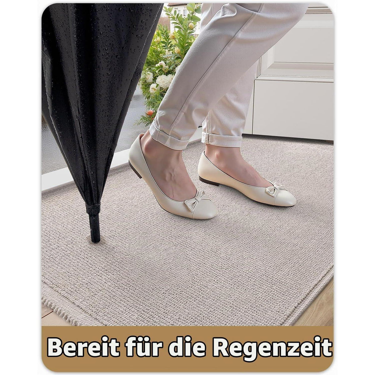 Fußmatte Beige 120x180cm - Waschbar & Faltbar für Innen & Außen