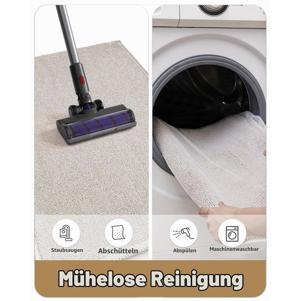 Fußmatte Beige 120x180cm - Waschbar & Faltbar für Innen & Außen