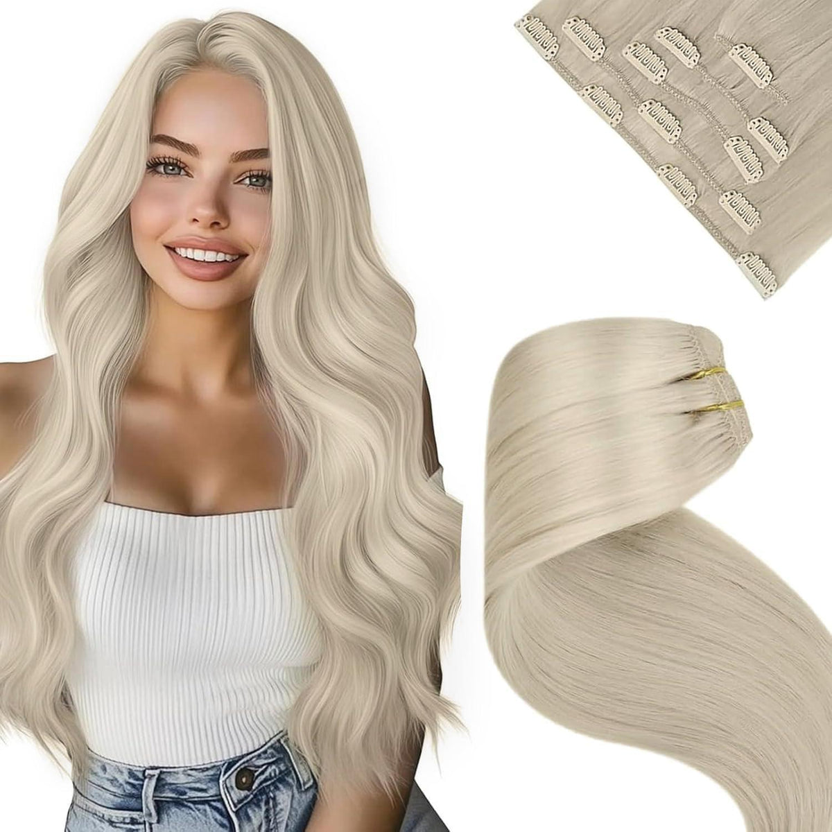 Echthaar Clip-in Extensions Blond 35cm – Natürliches Volumen