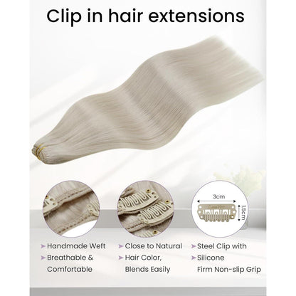 Echthaar Clip-in Extensions Blond 35cm – Natürliches Volumen