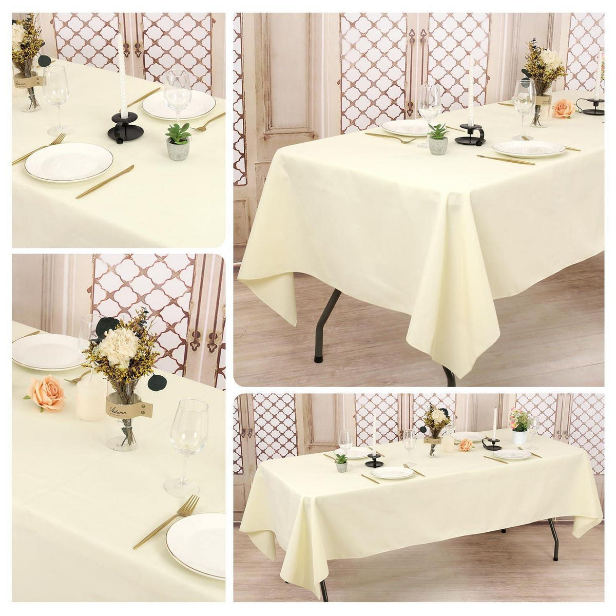 10x Beige Tischdecke Rechteckig 240cm - Fleckenabweisend & Abwaschbar