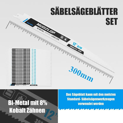 25er Set Säbelsägeblätter 300mm 8+10 TPI für Metall