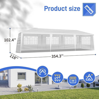 Faltbarer Gartenpavillon 3x9m – Wasserdichtes Partyzelt mit Seitenteilen