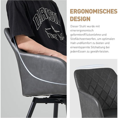 Drehbarer Esszimmerstuhl mit Armlehnen – 4er Set Grau