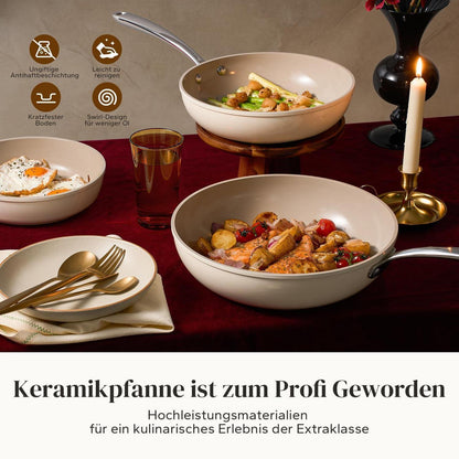 Keramik Pfannenset 20/24/28 cm – Antihaft, Induktionsgeeignet & Ofenfest