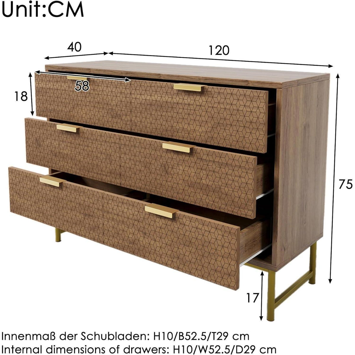 Kommode 6 Schubladen Nussbaum – Modernes Schlafzimmer Möbel