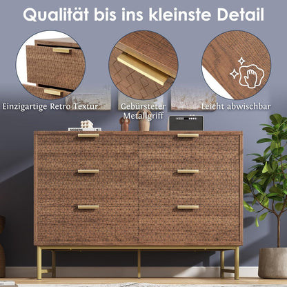 Kommode 6 Schubladen Nussbaum – Modernes Schlafzimmer Möbel