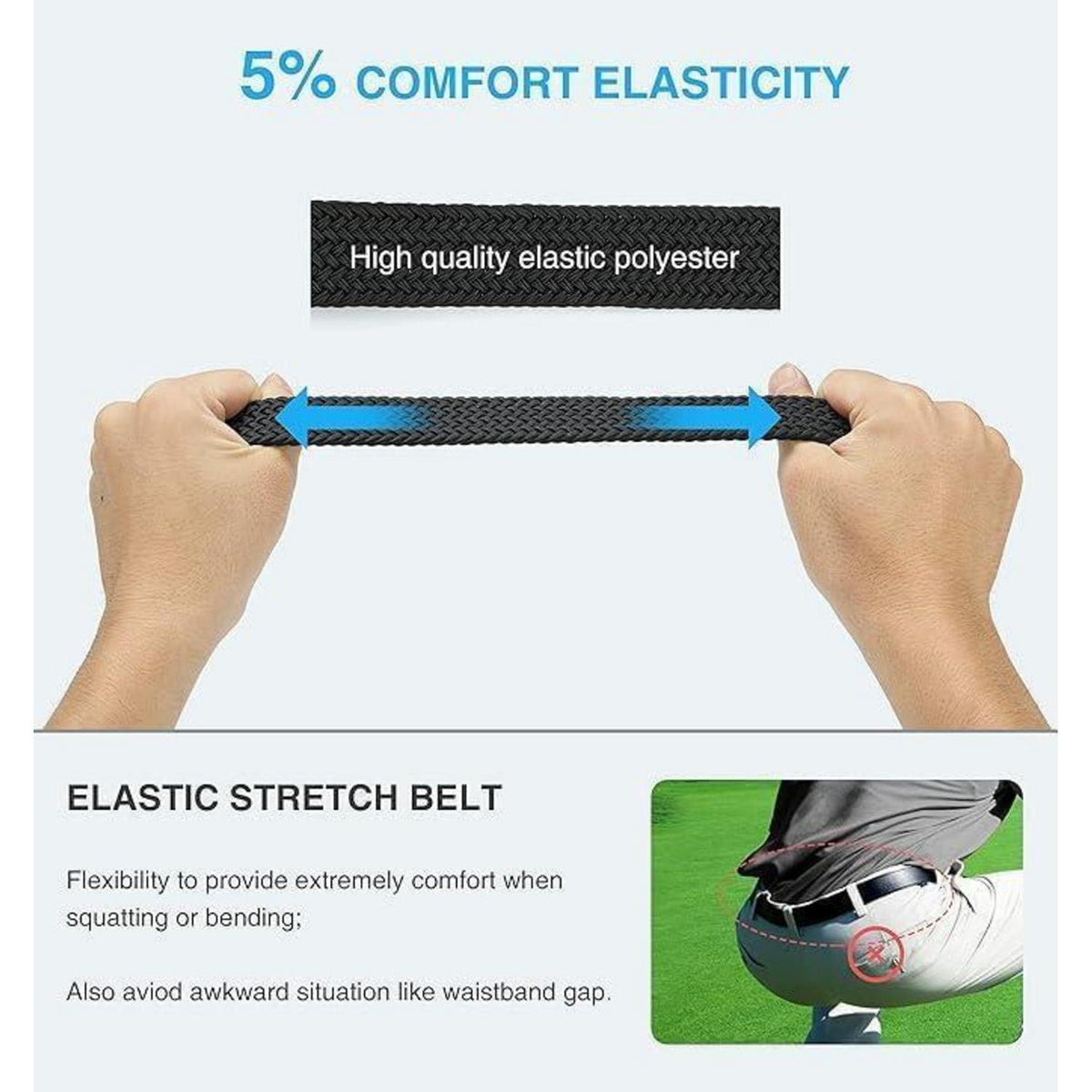 Elastischer Flechtgürtel Herren, Stoff, stufenlos verstellbar, Blau