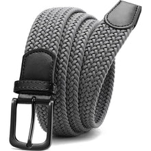 Elastischer Flechtgürtel Herren, Stoff, stufenlos verstellbar, Grau