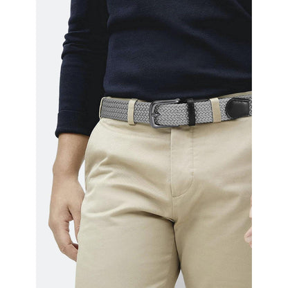 Elastischer Flechtgürtel Herren, Stoff, stufenlos verstellbar, Grau