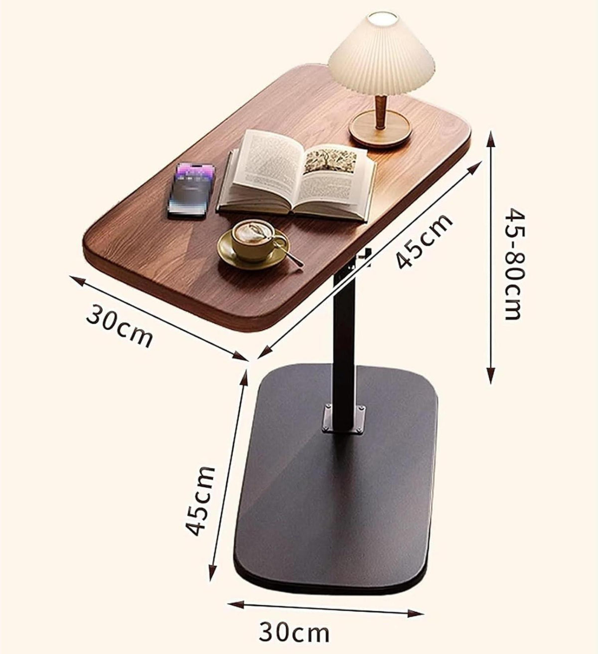 Kleiner Höhenverstellbarer Beistelltisch Holz C-Form
