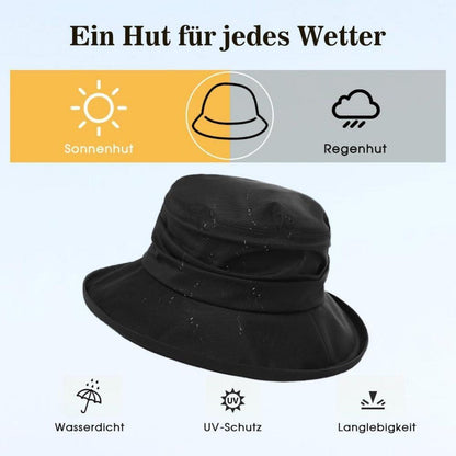Faltbarer Damen Regenhut wasserdicht mit Kinnband & UPF50+