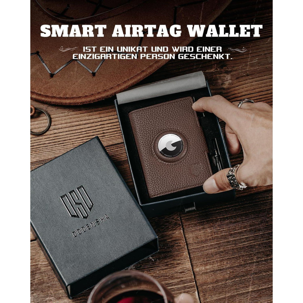 Smart Wallet mit Münzfach, RFID Schutz, Leder, Schwarz Silber Braun