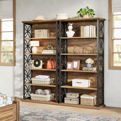 6-Ebenen Bücherregal Industriell, 180cm, Braun