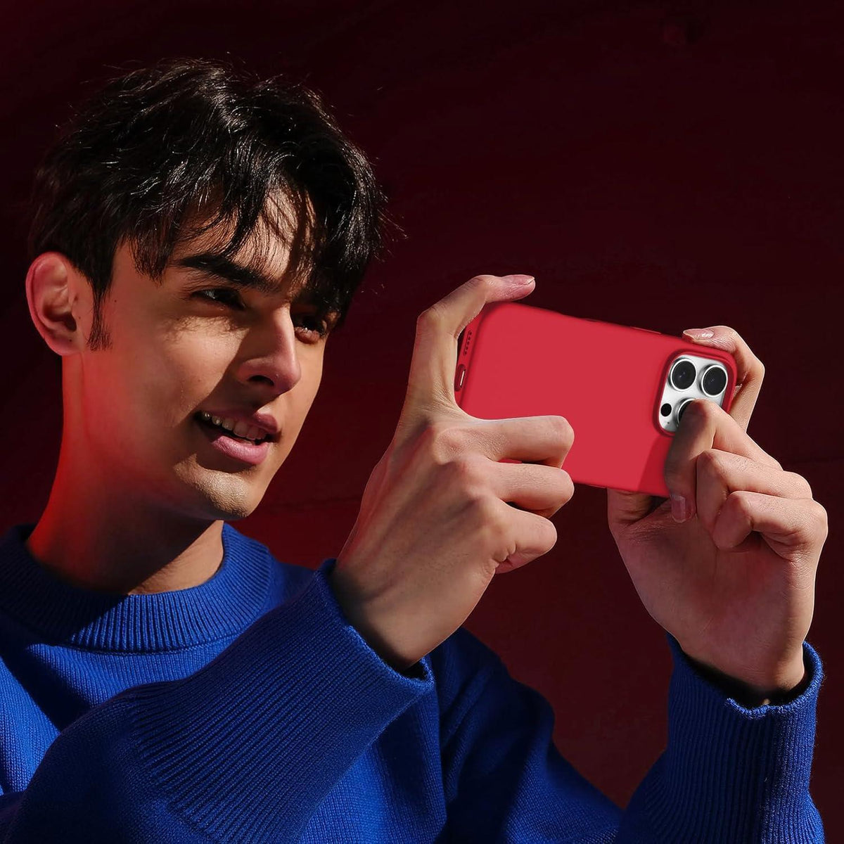 Silikon Hülle für iPhone 16 Pro Max, Rot, Stoßfest