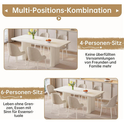 Moderner Esstisch Weiß mit 4 gepolsterten Stühlen – Esszimmer Set
