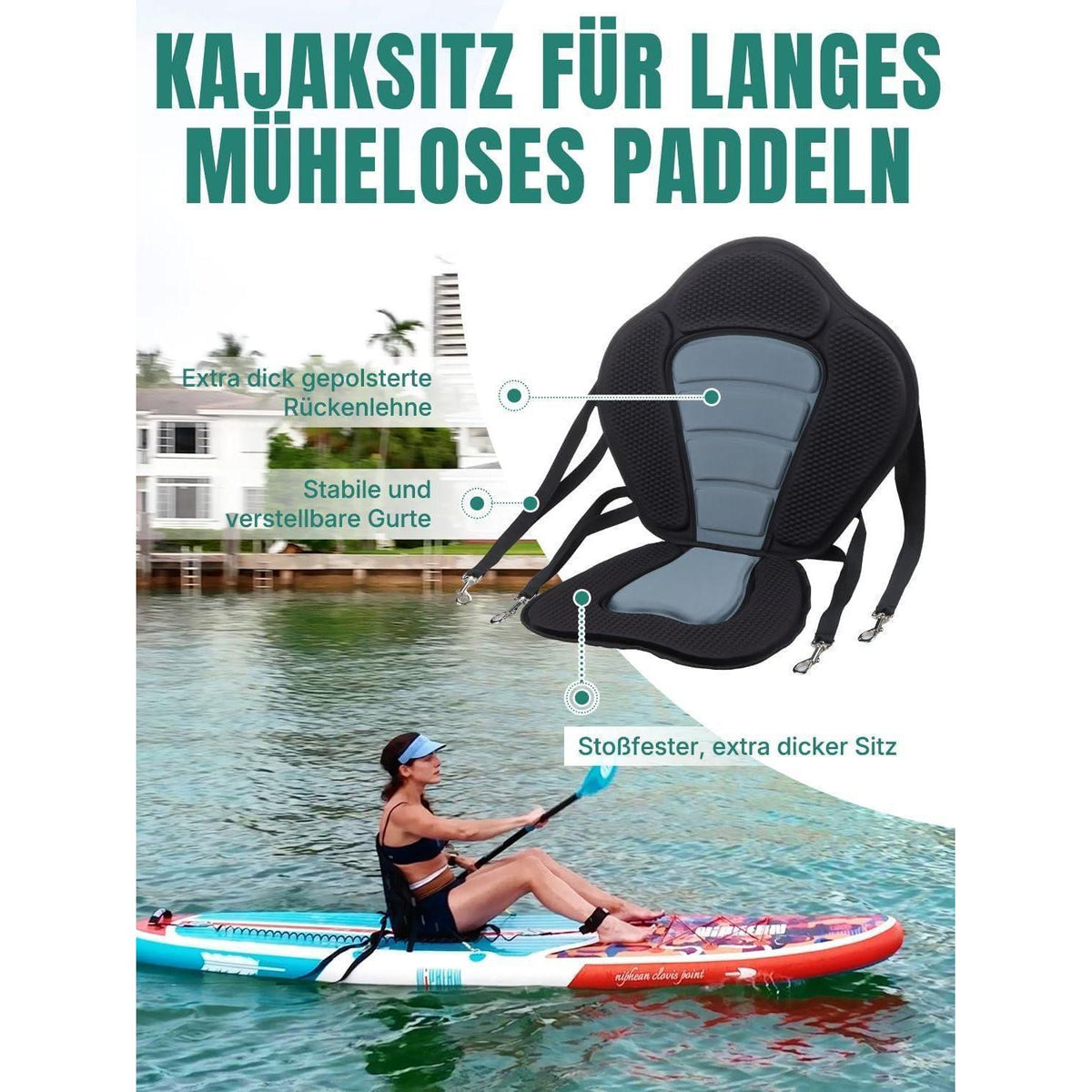 Aufblasbares Stand Up Paddle Board für Erwachsene, 320cm, 200kg Tragkraft, Cool Mint Wood