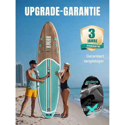 Aufblasbares Stand Up Paddle Board für Erwachsene, 320cm, 200kg Tragkraft, Cool Mint Wood