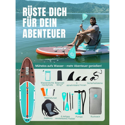Aufblasbares Stand Up Paddle Board für Erwachsene, 320cm, 200kg Tragkraft, mit Sitz