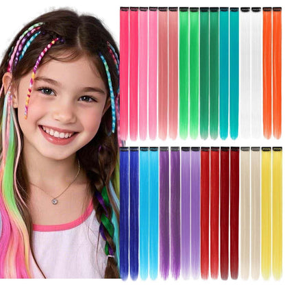 Clip-in Haarverlängerungen bunt, 32 Stück, 55 cm, hitzebeständig