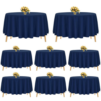 Runde Tischdecke Marineblau 305cm – 8er Set, Polyester, Waschbar