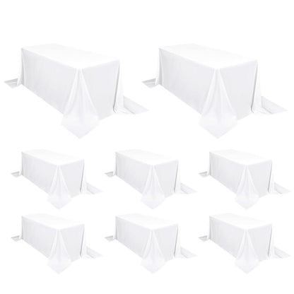 Weiße Polyester Tischdecken 8er Set – 229x335 cm für rechteckige Tische