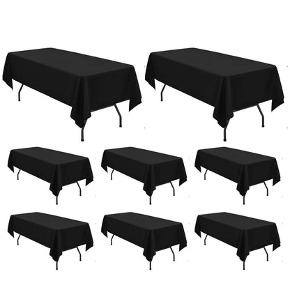 8x Schwarze Tischdecken Rechteck 153x320cm – Hochzeit, Party, Bankett