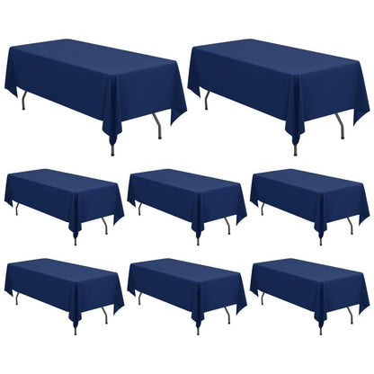 8x Marineblaue Tischdecken 153x320cm – Rechteckig & Waschbar