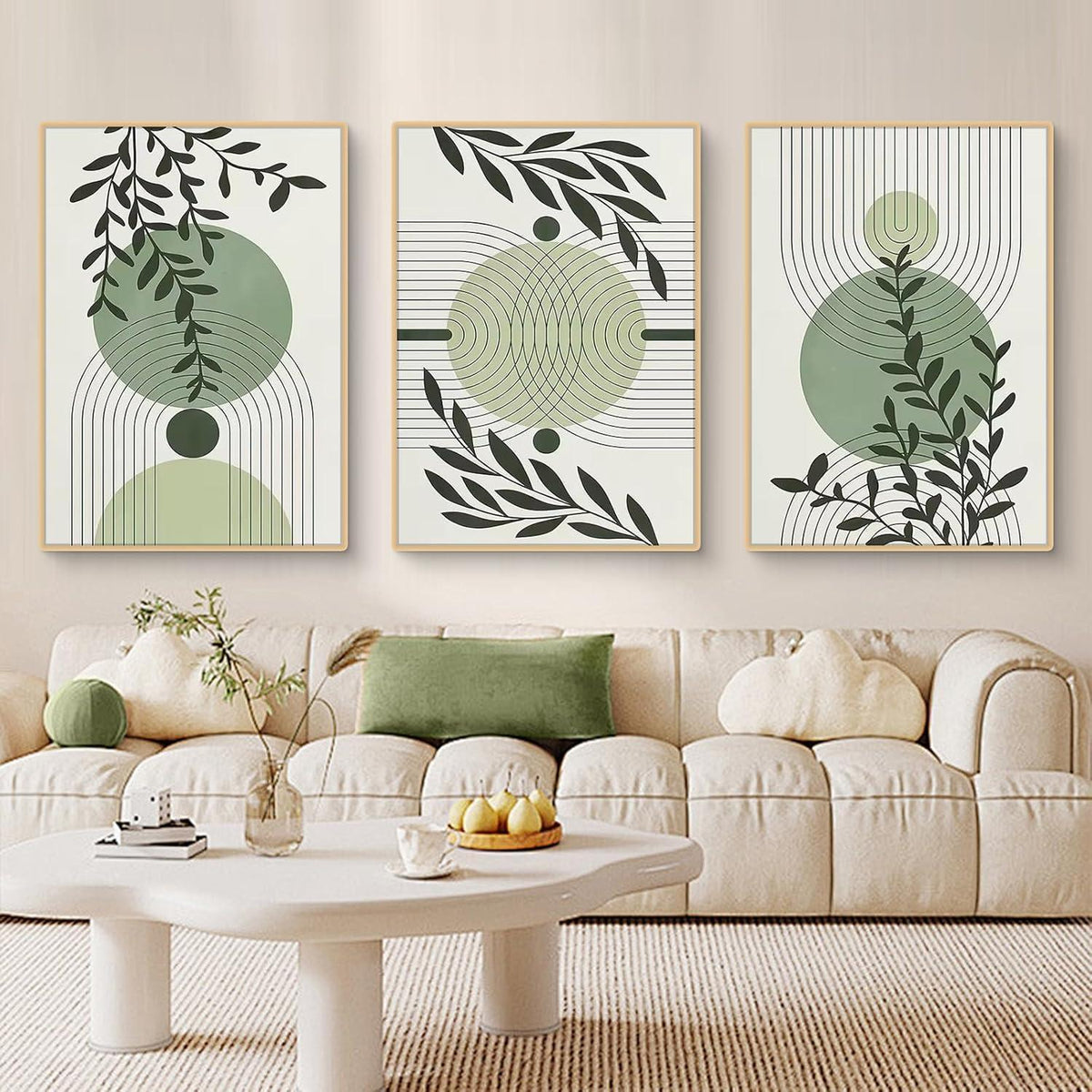 3er Set Boho Poster Grün Pflanzen Wandbilder Wohnzimmer Schlafzimmer