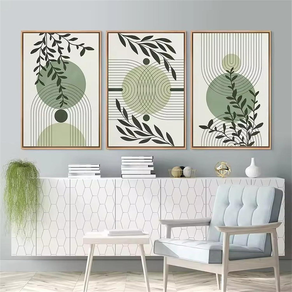 3er Set Boho Poster Grün Pflanzen Wandbilder Wohnzimmer Schlafzimmer