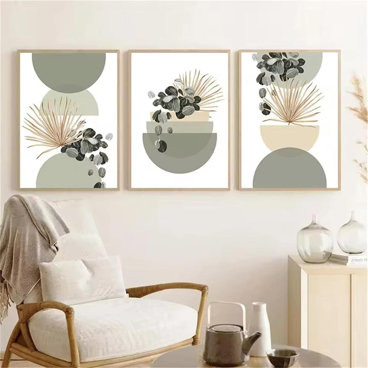 3er Set Boho Poster Grün Pflanzen Wandbilder Wohnzimmer Schlafzimmer