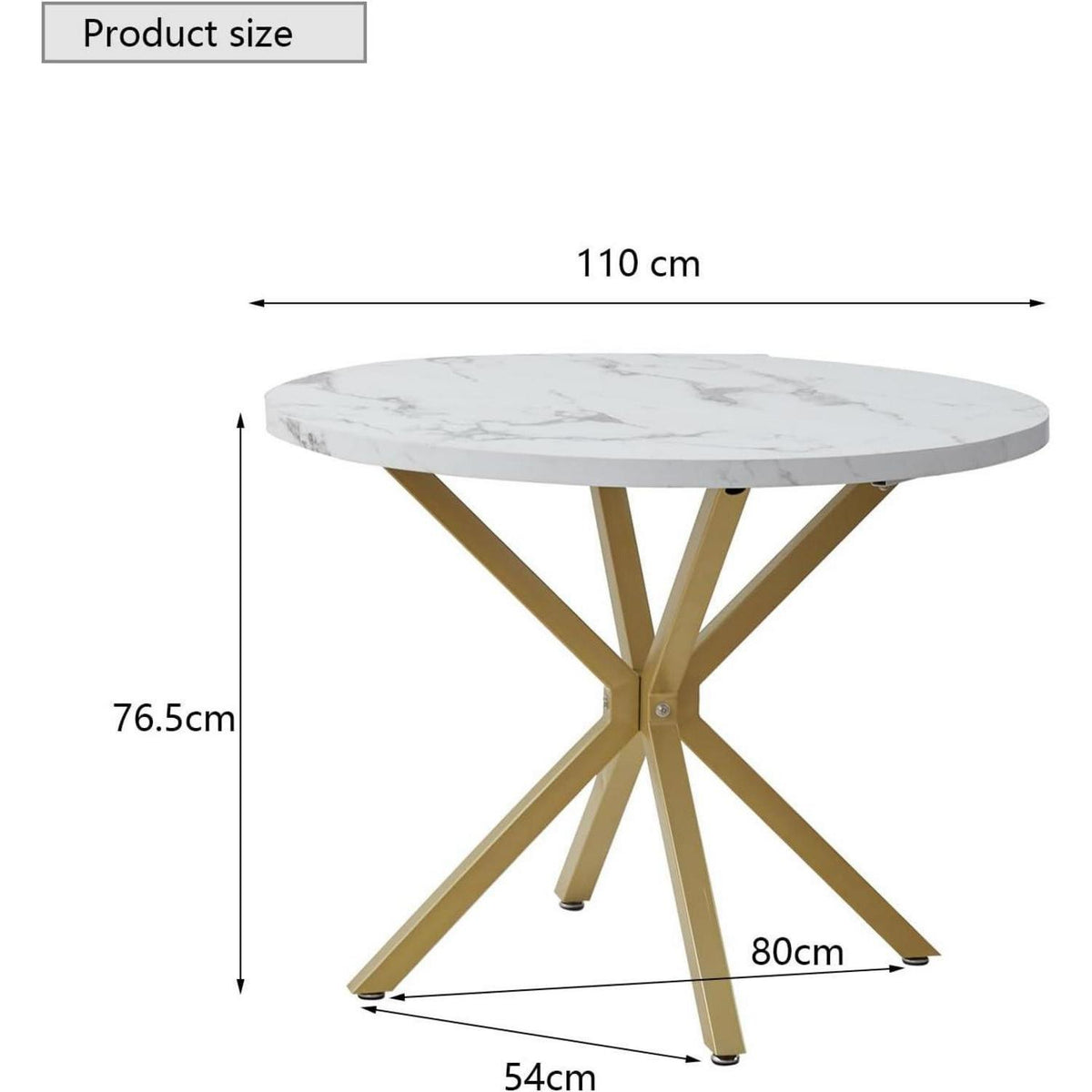 Moderner runder Esstisch weiß & gold – 100cm Küchentisch für 4-6 Personen
