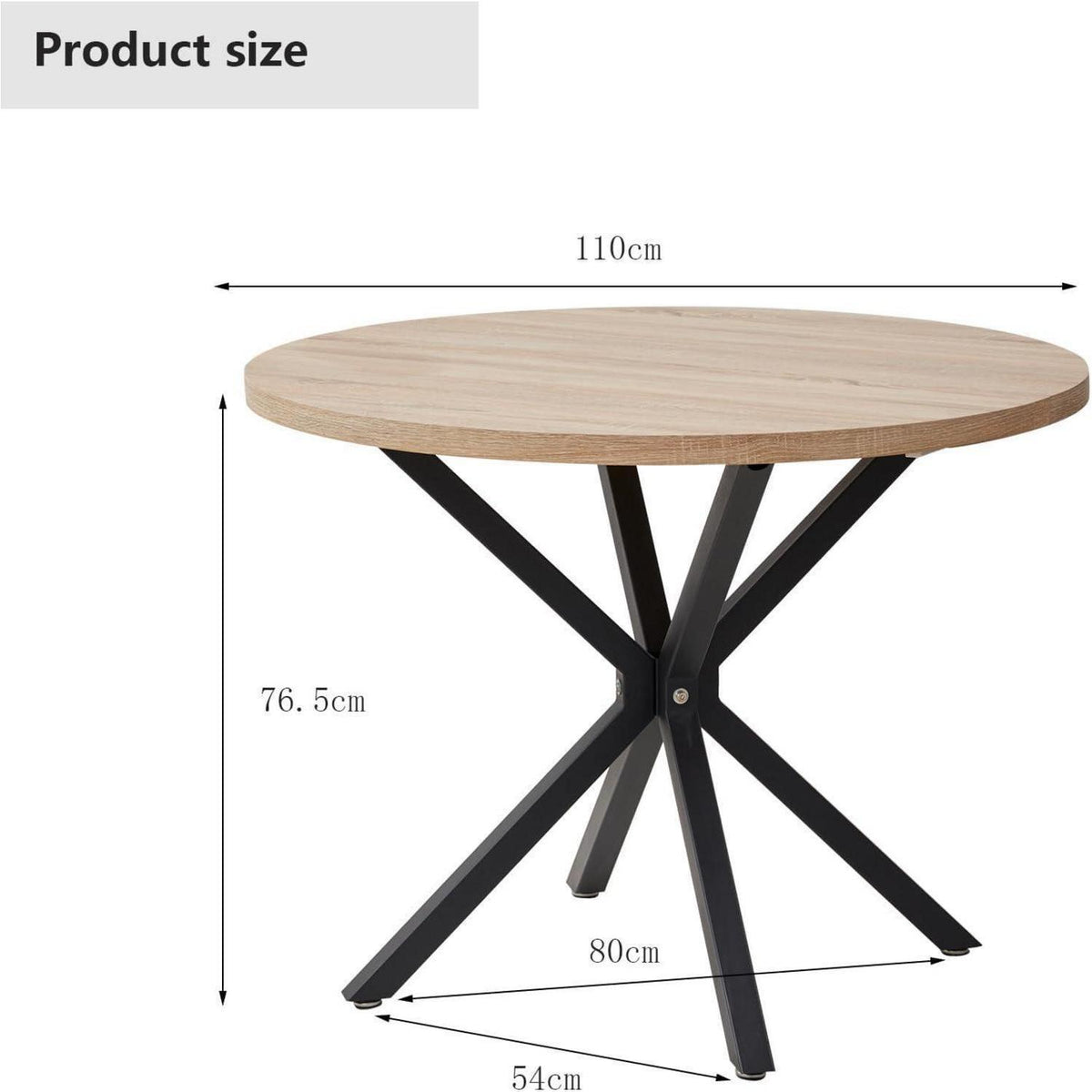 Moderner runder Esstisch – Hellbraun, 100cm Durchmesser